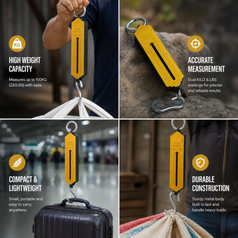 Heavy-Duty Portable Spring Balance Scale – Golden & Black (32cm)