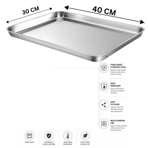 Professional Rectangular Stainless Steel Serving Tray – Food-Grade & Rust-Resistant (40x30cm) Professional Rectangular Stainless Steel Serving Tray – Food-Grade & Rust-Resistant (40x30cm)