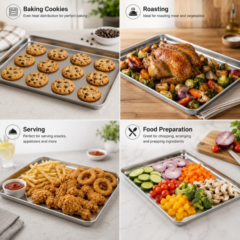 Professional Rectangular Stainless Steel Serving Tray – Food-Grade &amp; Rust-Resistant (40x30cm)
