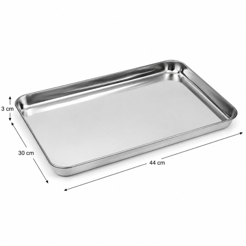 GRILLTIDER Stainless Steel Baking Sheet & Serving Tray – Professional Grade (44x30x3cm)