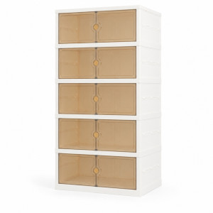 Foldable and Stackable Plastic Storage Cabinet for Closet Organization and Household Storage – 121 x 50 x 36cm – White