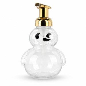 Snowman Shaped Foam Soap Dispenser – Transparent & Gold-Toned – 17x10cm