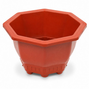 Modern Hexagonal Brown Plastic Planter – Durable Flowerpot (28x16cm) Modern Hexagonal Brown Plastic Planter – Durable Flowerpot (28x16cm)