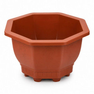 Cosmoplast Octagonal Plastic Flowerpot – Durable Brown Planter (21x11.5cm) Cosmoplast Octagonal Plastic Flowerpot – Durable Brown Planter (21x11.5cm)