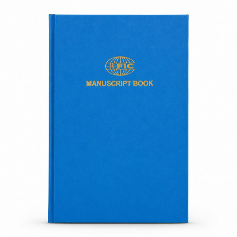 Premium Blue Hardbound Manuscript Book – Gold Embossed Detailing (21x15cm)