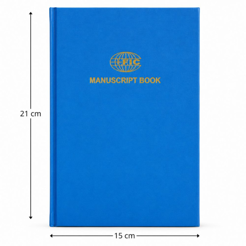 Premium Blue Hardbound Manuscript Book – Gold Embossed Detailing (21x15cm)