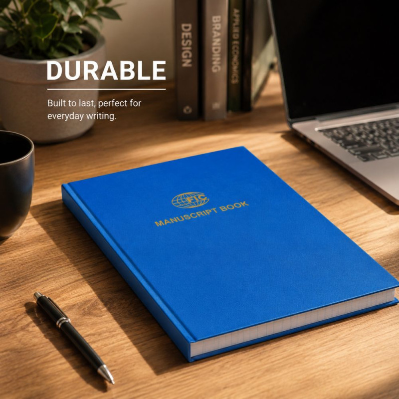 Professional Blue Hardcover Manuscript Notebook – Large Format (32x20cm)