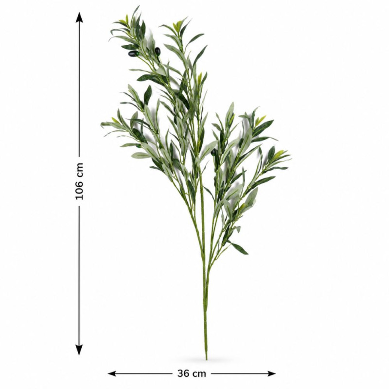 Premium Long-Stem Artificial Olive Branches with Fruits – Realistic Greenery – 106x36cm