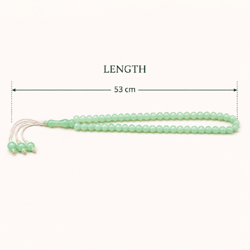 Pale Green Luminous Tasbih Prayer Beads for Dhikr and Daily Prayer – 53cm