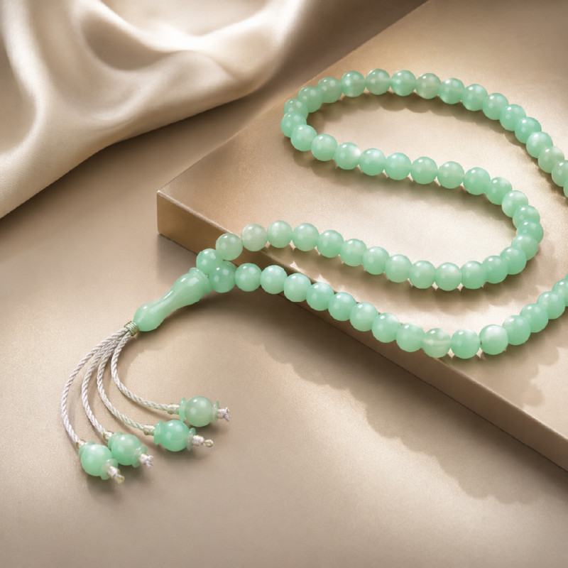 Pale Green Luminous Tasbih Prayer Beads for Dhikr and Daily Prayer – 53cm