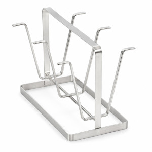 Stainless Steel Cup Drying Rack and Tumbler Organizer with Six Hooks – Silver
