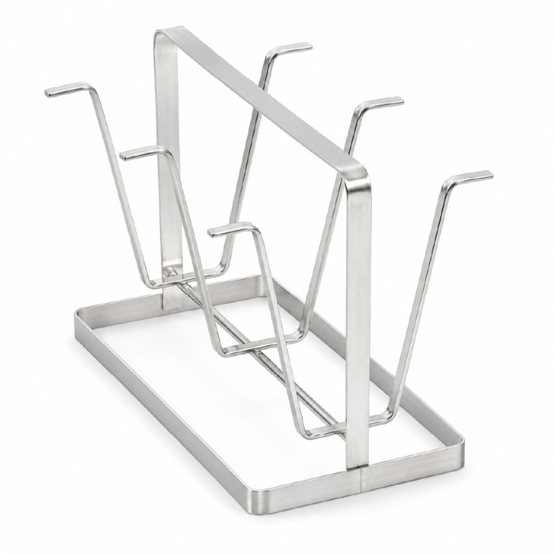 Stainless Steel Cup Drying Rack and Tumbler Organizer with Six Hooks – Silver