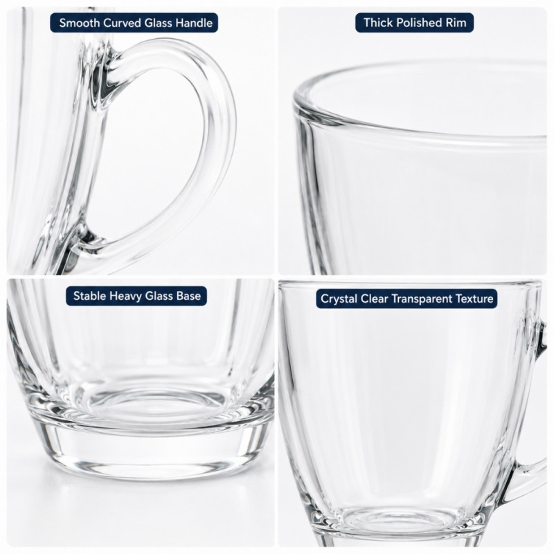 Clear Glass Coffee Mug Designed for Both Hot and Cold Beverages – 7 x 7cm – Transparent