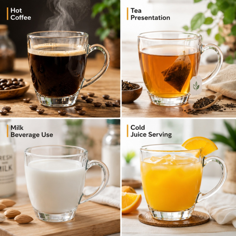 Clear Glass Coffee Mug Designed for Both Hot and Cold Beverages – 7 x 7cm – Transparent