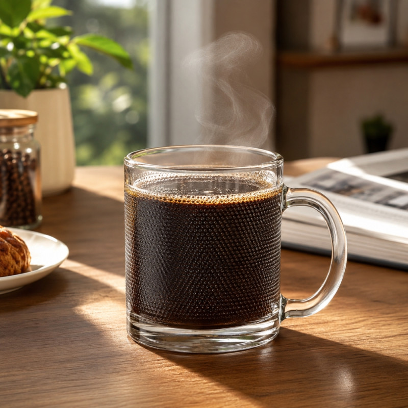 Clear Glass Mug Featuring a Textured Dimpled or Dotted Pattern – 9.5 x 7.5cm – Transparent