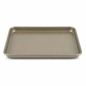 Premium Gold-Colored Carbon Steel Baking Sheet Featuring a Non-Stick Coating and Durable, Warp-Resistant Construction – 34x24cm – Golden Metallic