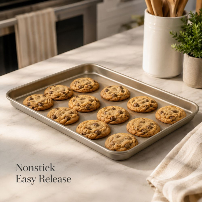 Gold Elegance Rectangular Baking Sheet, Measuring Approximately 40 x 28 cm. – Golden Metallic