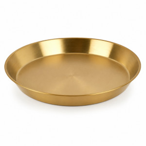 Deep Round Stainless Steel Serving Tray – Gold Matte Finish (34x4cm) Deep Round Stainless Steel Serving Tray – Gold Matte Finish (34x4cm)