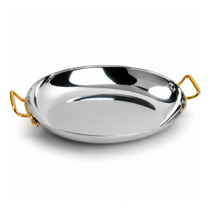 Oval Stainless Steel serving Tray with Gold-Plated Handles – Mirror Silver (35x4.5cm) Oval Stainless Steel serving Tray with Gold-Plated Handles – Mirror Silver (35x4.5cm)