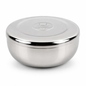 Premium Stainless Steel Food Storage Bowl with Lid – Mirror Silver (12x5cm)