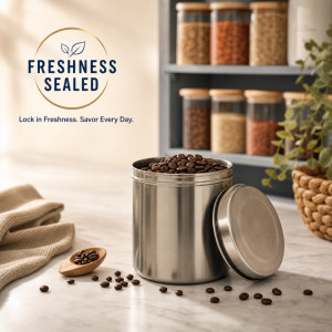 Professional Stainless Steel Food Storage Canister – Silver (10x9.5cm)