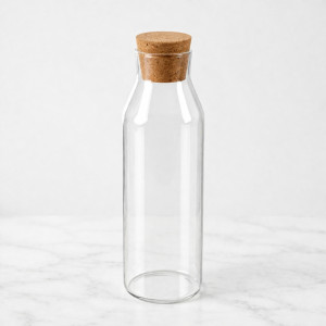 Misty Borosilicate Glass Carafe with Natural Cork Stopper – Transparent (26x9cm) Misty Borosilicate Glass Carafe with Natural Cork Stopper – Transparent (26x9cm)