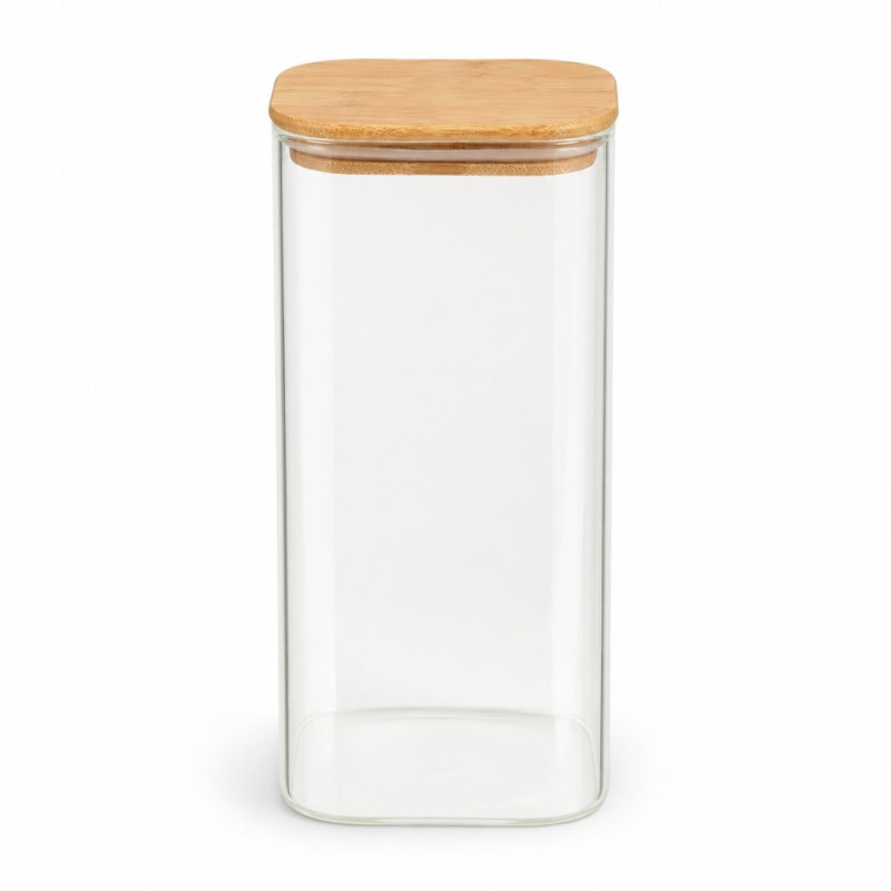 Glass Storage Jar with Bamboo Lid (20 x 10 cm) – Clear