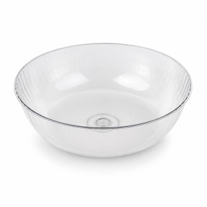 Clear, Ridged Glass Serving Bowl with a 33cm Diameter and 10cm Height – 10x33cm – Transparent