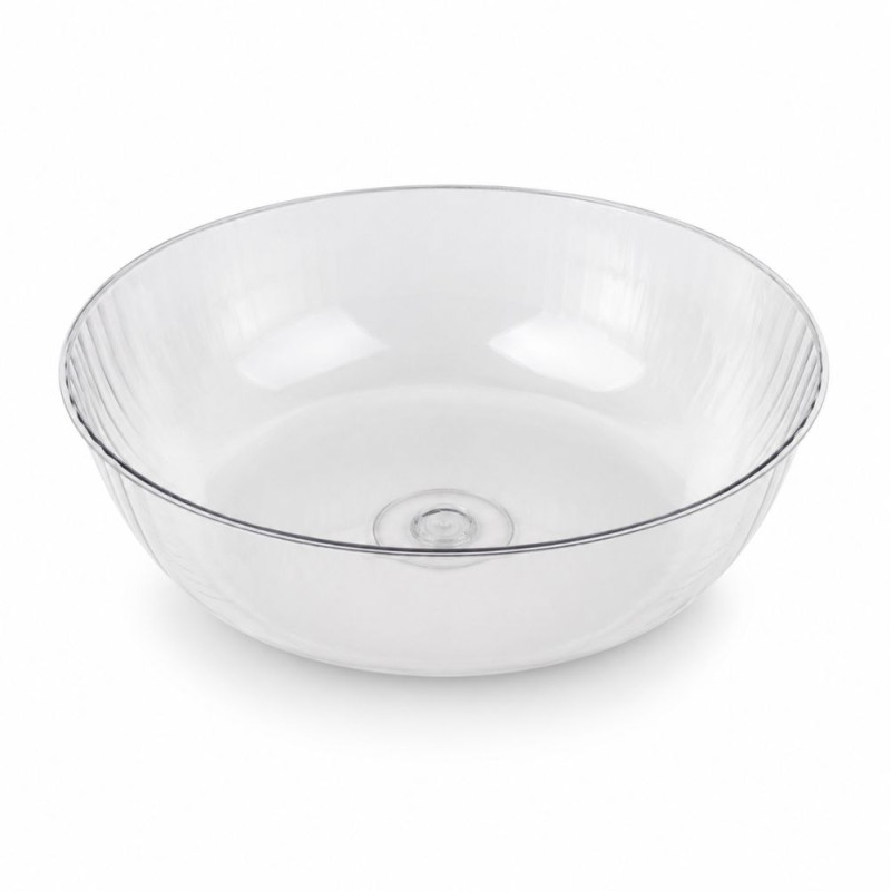 Clear, Ridged Glass Serving Bowl with a 33cm Diameter and 10cm Height – 10x33cm – Transparent