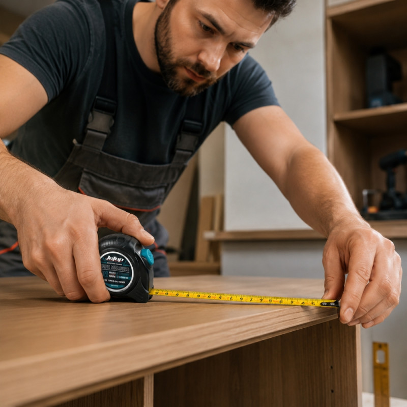 Professional 3-Meter Retractable Steel Tape Measure – Ergonomic Black &amp; Blue Rubberized Case (8x9x4.5cm)
