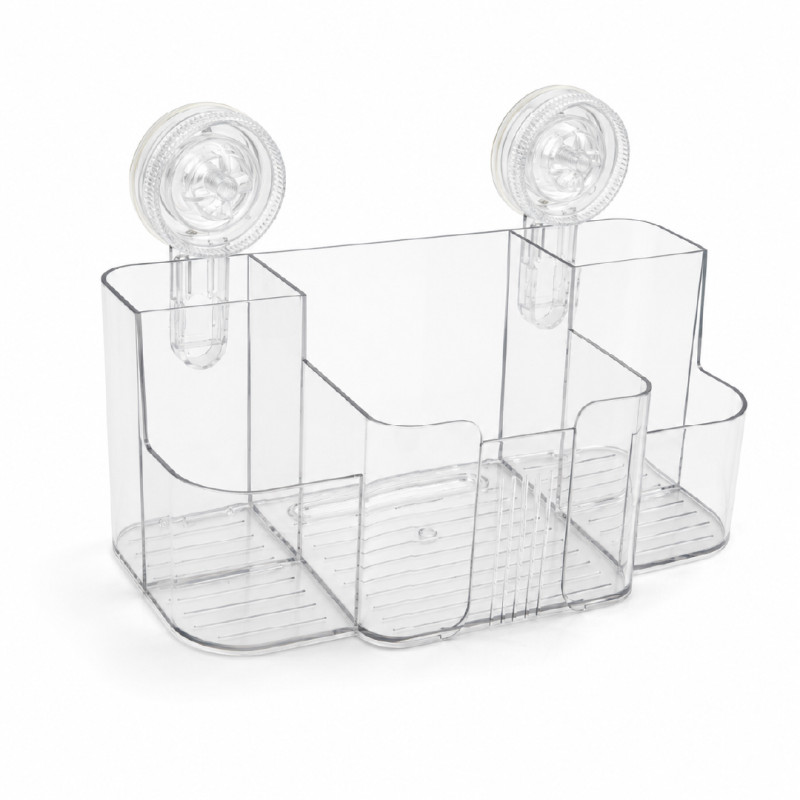 Clear Acrylic Addis Invisifix Bathroom Toothbrush Caddy Holder with Suction Mounts – 11 x 26 cm – Transparent
