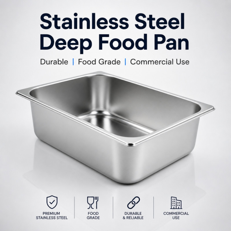 Professional Heavy-Duty Stainless Steel Gastronorm Container – Silver (32.5x26.5x10cm)