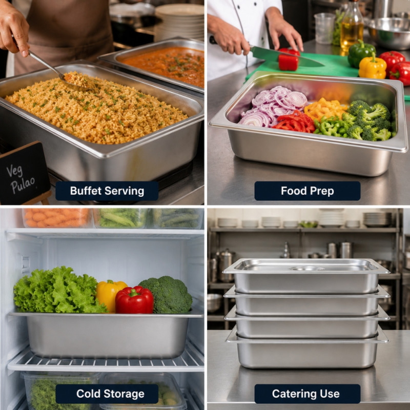 Professional Heavy-Duty Stainless Steel Gastronorm Container – Silver (32.5x26.5x10cm)