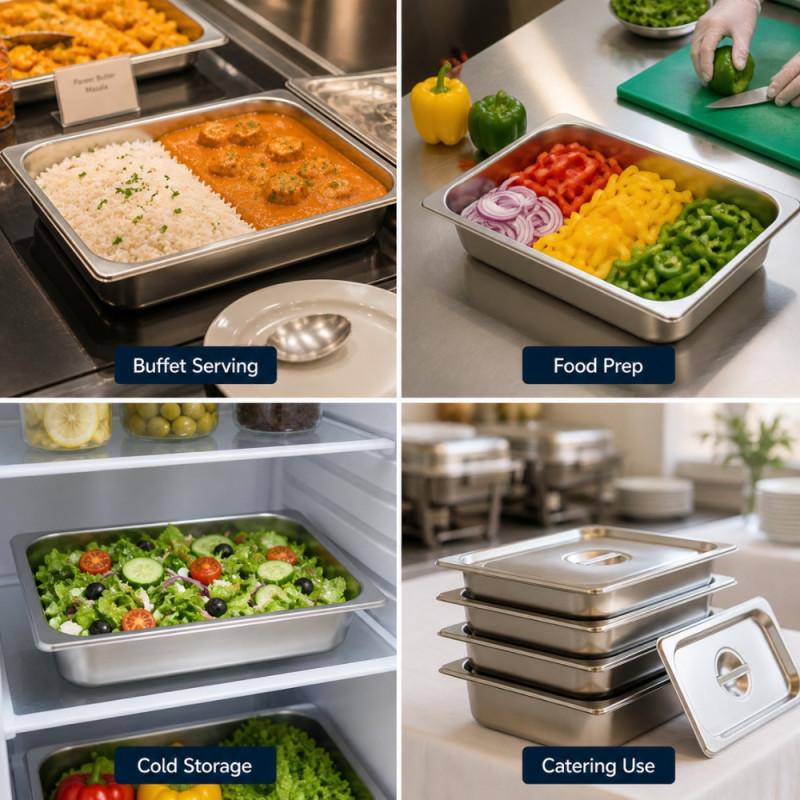 Professional Stainless Steel Gastronorm Container – Silver (32.5x26.5x6.5cm)