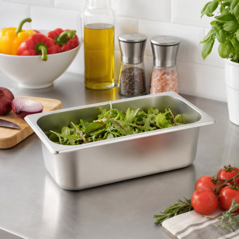 Pure Gleam Buffet Pan Designed for Elegant Dining &amp; Entertaining – Silver (H-10cm x W-32.5cm x L-17.5cm)