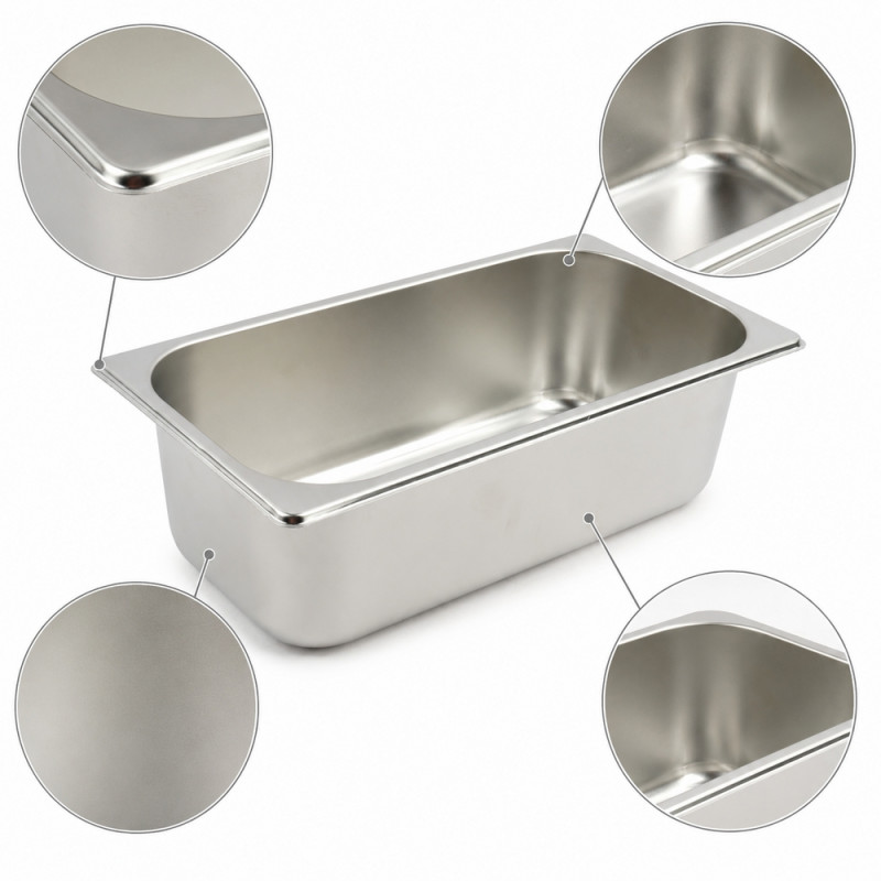 Pure Gleam Buffet Pan Designed for Elegant Dining &amp; Entertaining – Silver (H-10cm x W-32.5cm x L-17.5cm)