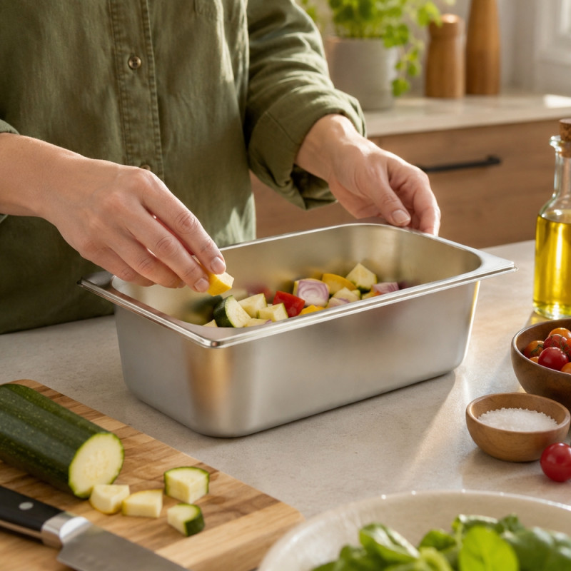 Pure Gleam Buffet Pan Designed for Elegant Dining &amp; Entertaining – Silver (H-10cm x W-32.5cm x L-17.5cm)