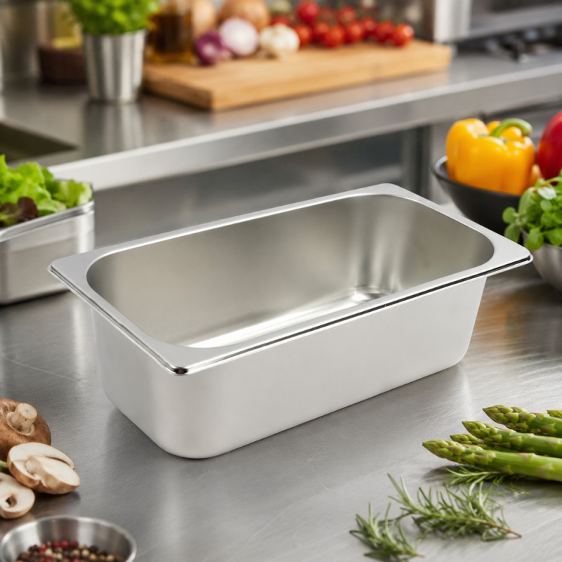 Pure Gleam Buffet Pan Designed for Elegant Dining &amp; Entertaining – Silver (H-10cm x W-32.5cm x L-17.5cm)