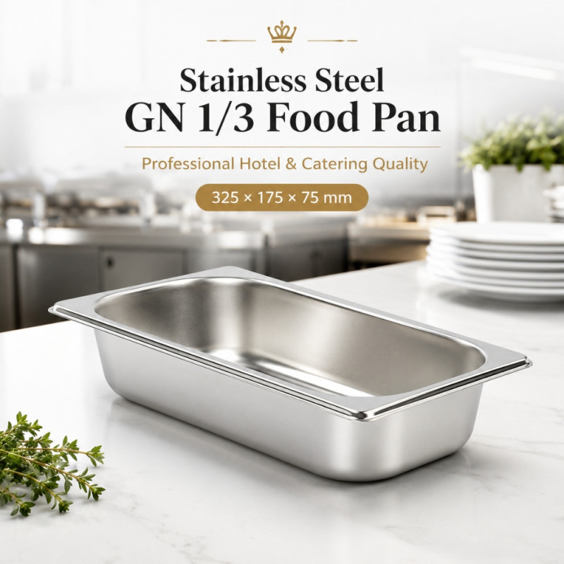 True Spark Buffet Pan Designed for Elegant Dining &amp; Entertaining – Silver (H-75mm x w-325mm x L-175mm)