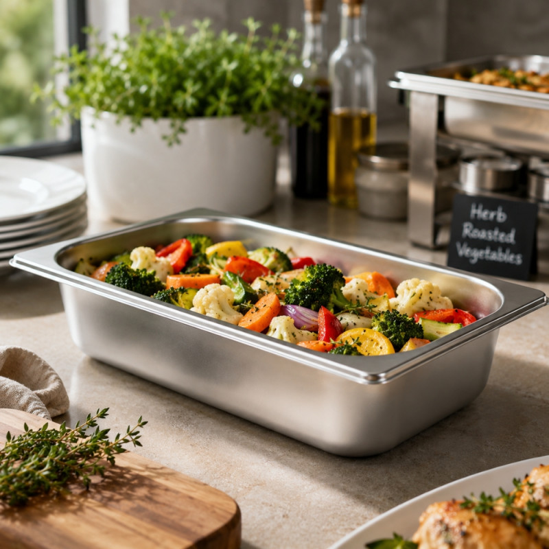 True Spark Buffet Pan Designed for Elegant Dining &amp; Entertaining – Silver (H-75mm x w-325mm x L-175mm)