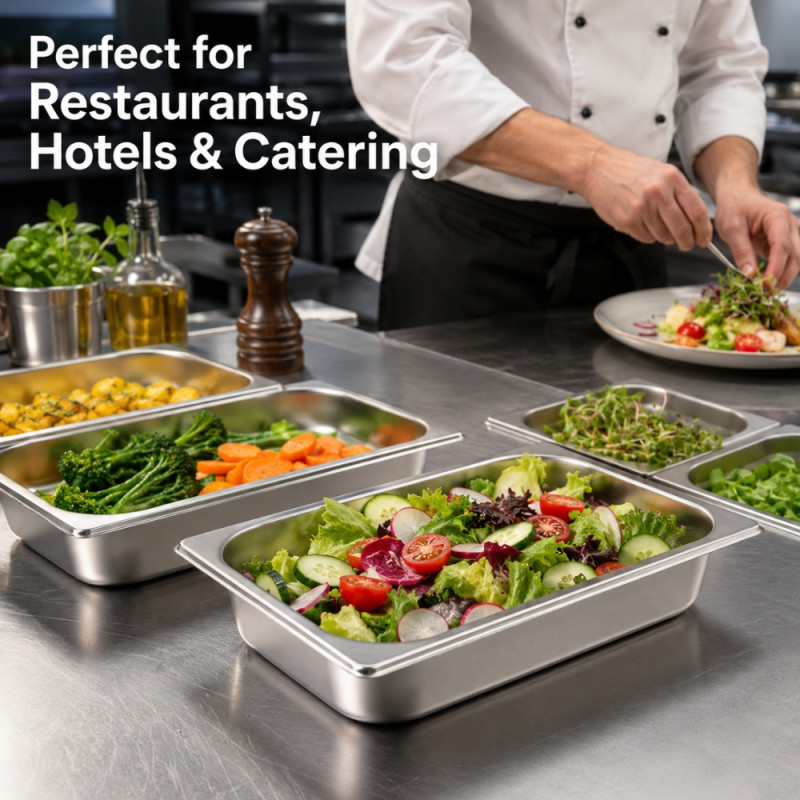 True Spark Buffet Pan Designed for Elegant Dining &amp; Entertaining – Silver (H-75mm x w-325mm x L-175mm)