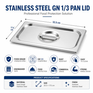 Classic Charm Buffet Pan Lid Designed for Everyday Cooking & Kitchen Excellence – Silver (H-17.5cm x W-32.5cm)