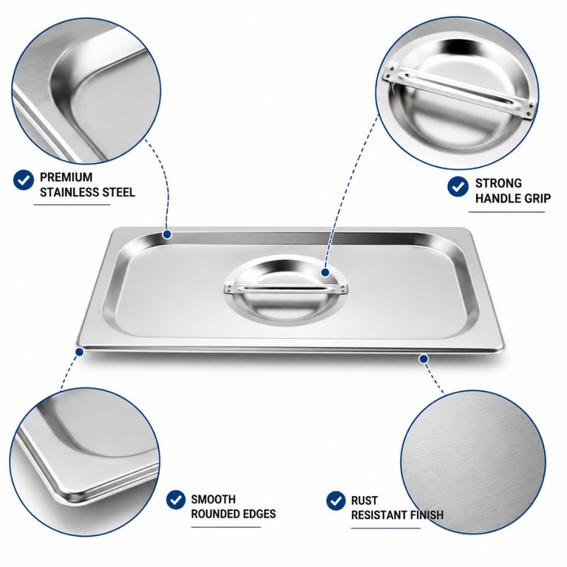 Classic Charm Buffet Pan Lid Designed for Everyday Cooking & Kitchen Excellence – Silver (H-17.5cm x W-32.5cm)
