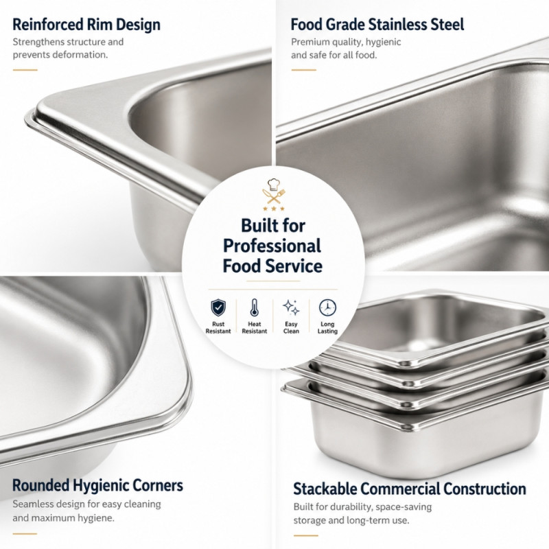 Fresh Shine Buffet Pan Designed for Elegant Dining &amp; Entertaining – Silver (H-6.5cm x W-16.5cm L-17.5cm)