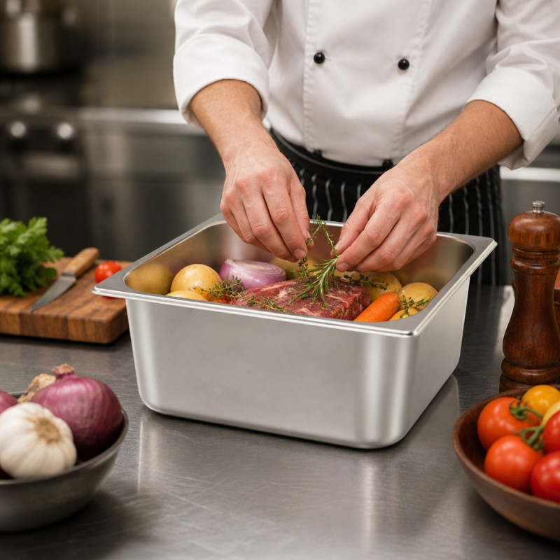 Stainless Steel Professional Hotel Pan – 1/6 Size (17.6x16.2x10cm)