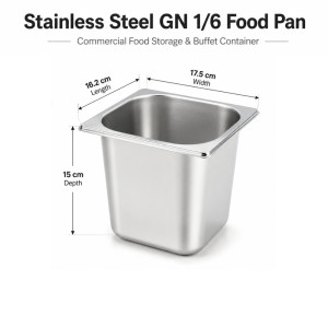 Swift Glow Buffet Pan Designed for Elegant Dining &amp; Entertaining – Silver (H-15cm x W-17.5cm x 16.5cm)