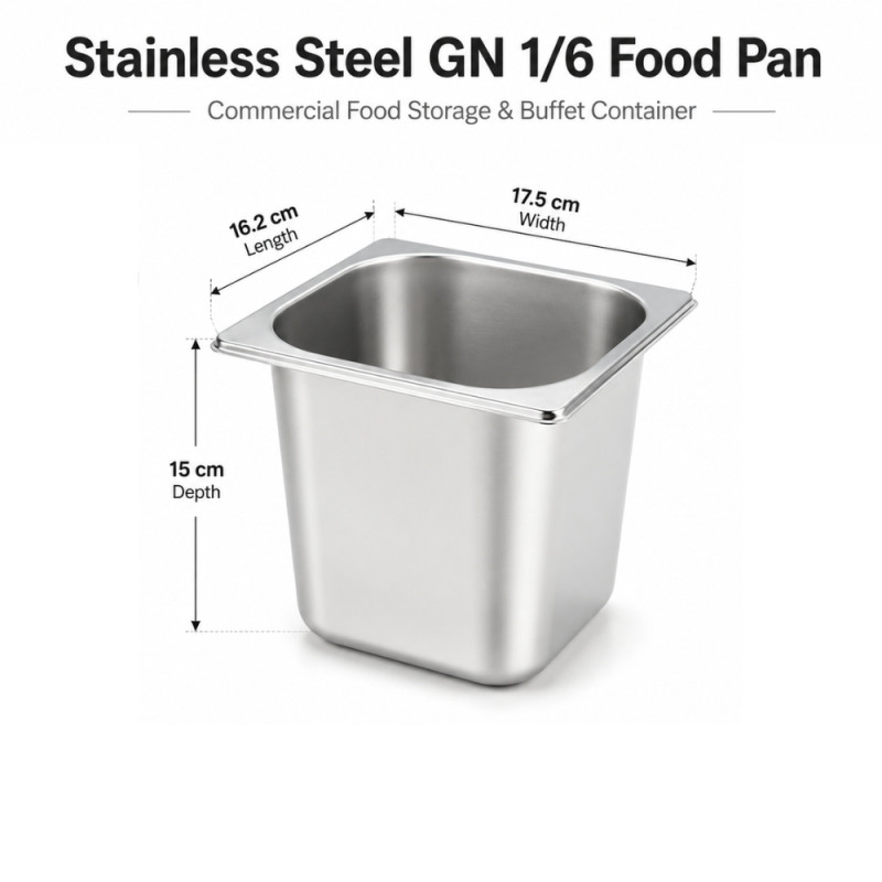 Swift Glow Buffet Pan Designed for Elegant Dining &amp; Entertaining – Silver (H-15cm x W-17.5cm x 16.5cm)