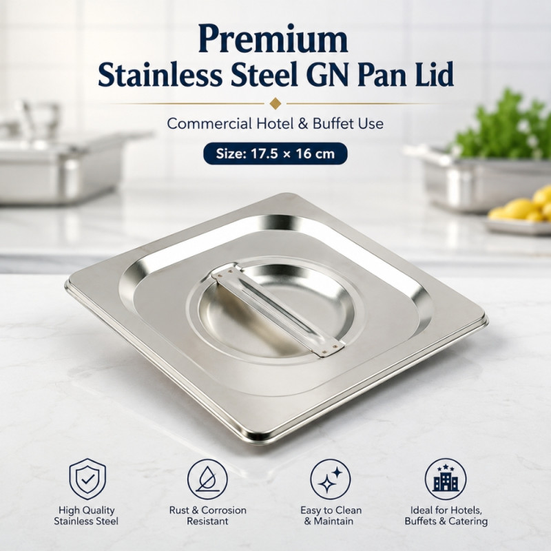 Professional Stainless Steel Gastronorm (GN) Pan Lid – 1/6 Size (17.5x16cm)