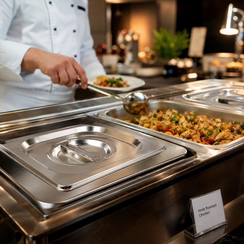 Professional Stainless Steel Gastronorm (GN) Pan Lid – 1/6 Size (17.5x16cm)