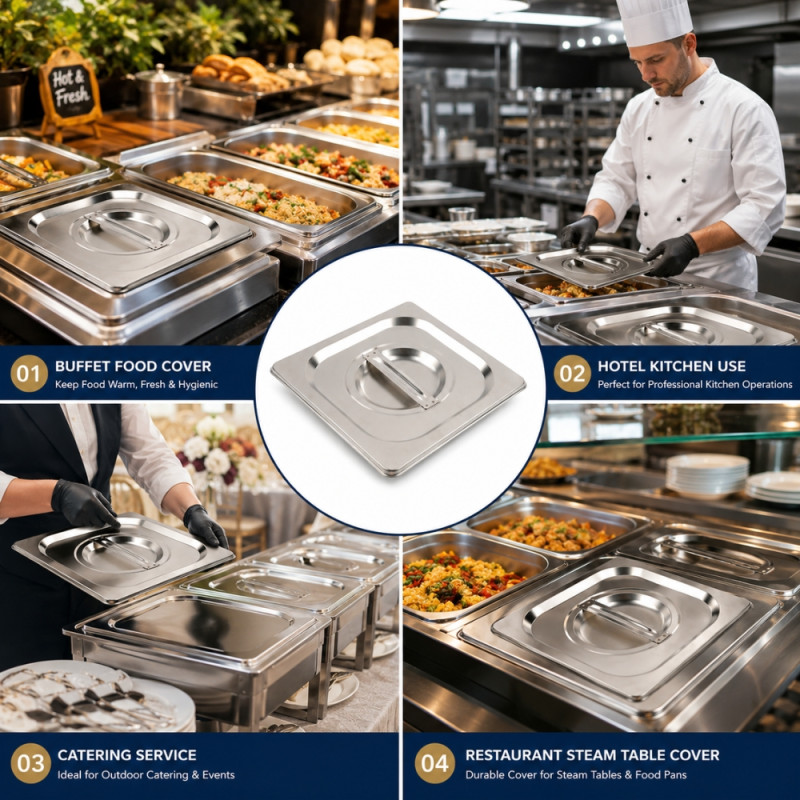 Professional Stainless Steel Gastronorm (GN) Pan Lid – 1/6 Size (17.5x16cm)
